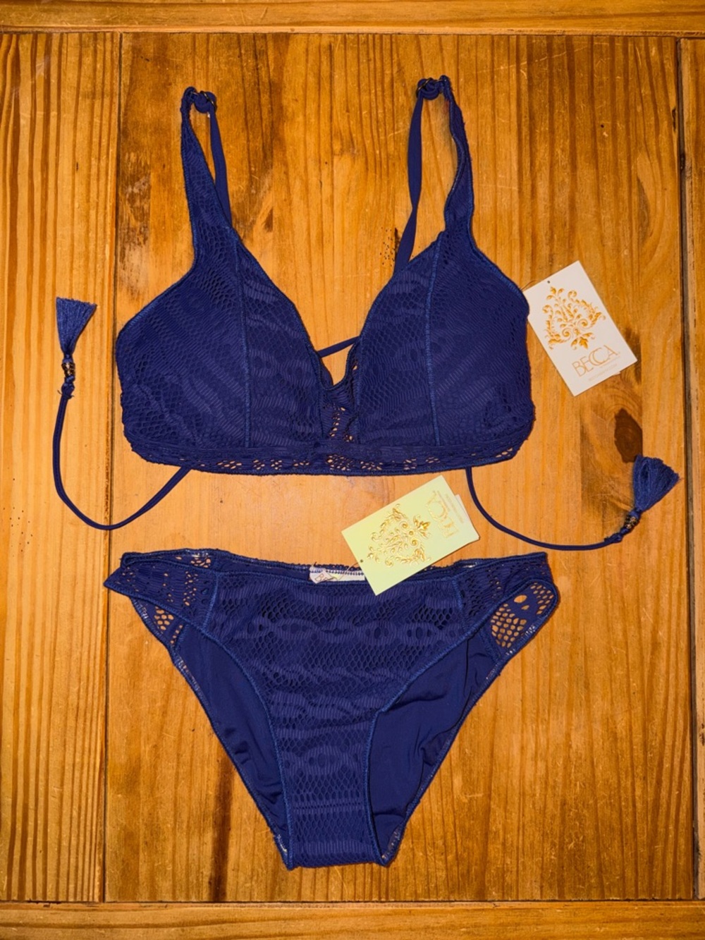 NWT Becca by Rebecca Virtue Crochet Lace Two Piece Bikini